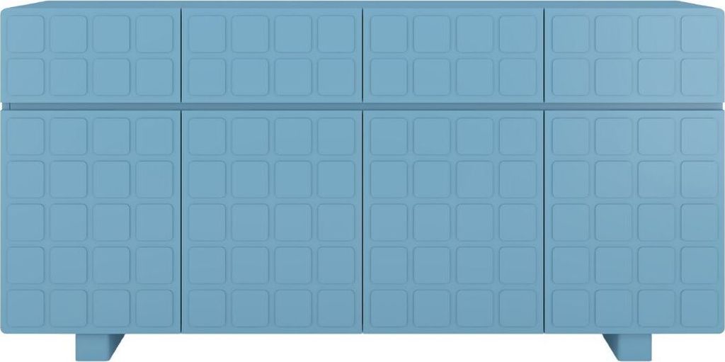 CUBO LONG Kommode 3D mit dekorierter Front / 4 Schubladen / 4 Türen / 169 cm / Blau