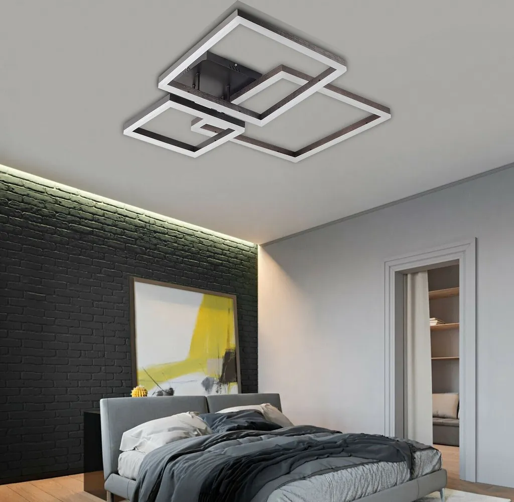 Plafonnier LED Créatif à Intensité Variable - Lustre Moderne 3 Carrés - 4