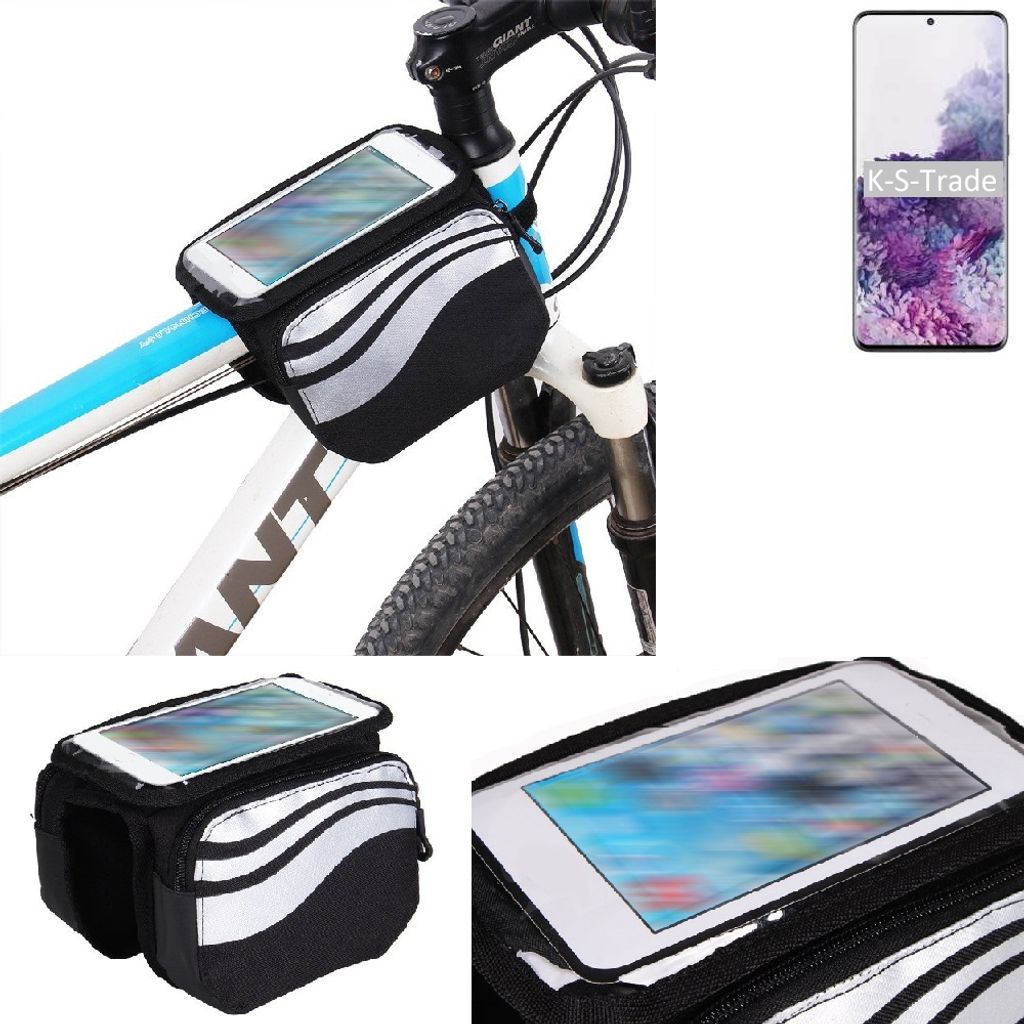 K-S-Trade Rahmentasche Fahrrad-Halterung kompatibel mit Samsung Galaxy S20+ Rahmenhalterung Fahrrad Handyhalterung Fahrradtasche Handy Smartphone