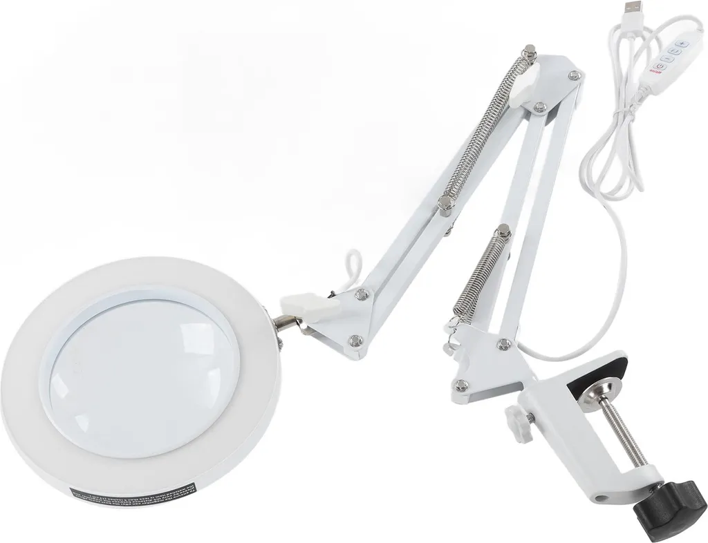 Lampe loupe de bureau à pince articulée avec 11 niveaux de luminosité