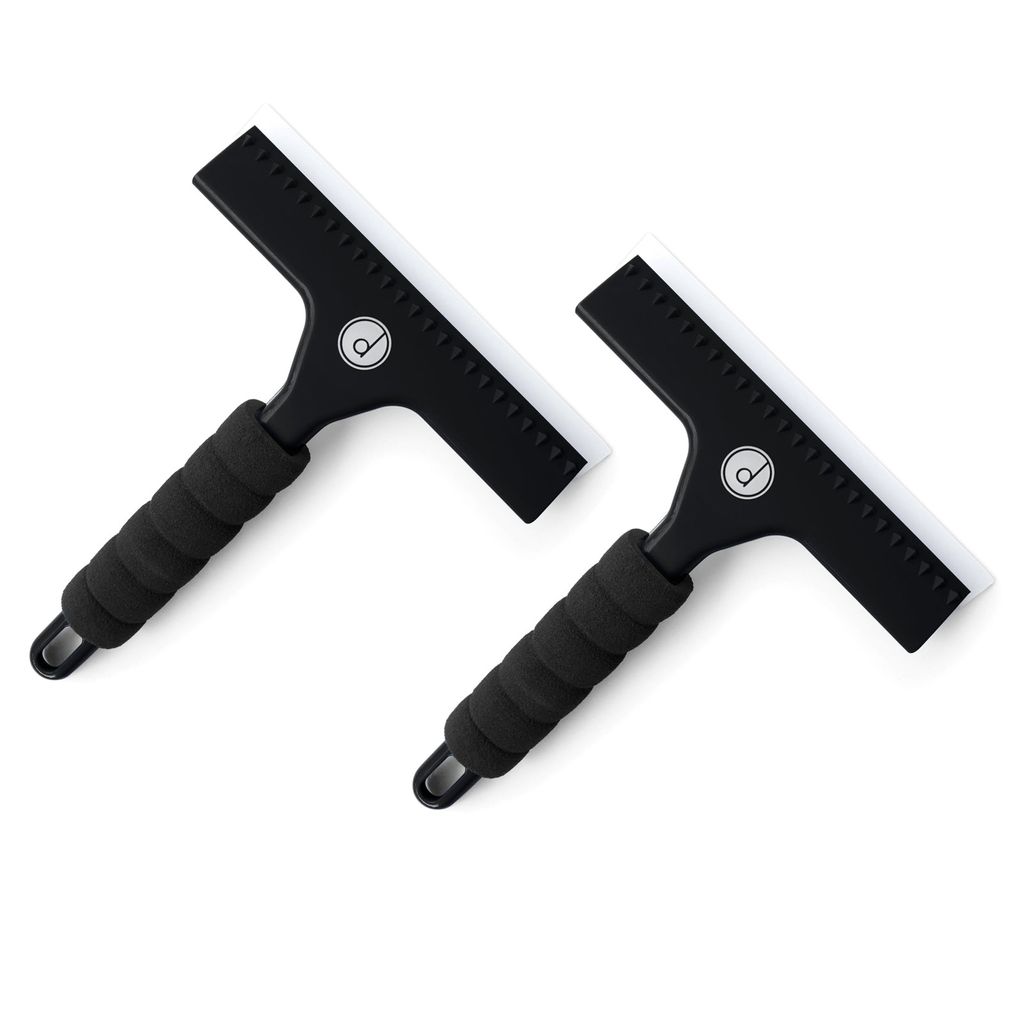 2x Scheibenabzieher für Auto Fenster Dusche mit Schaumstoffgriff Inkl. 2 Silikon Ersatzlippen Fensterabzieher Glasabzieher