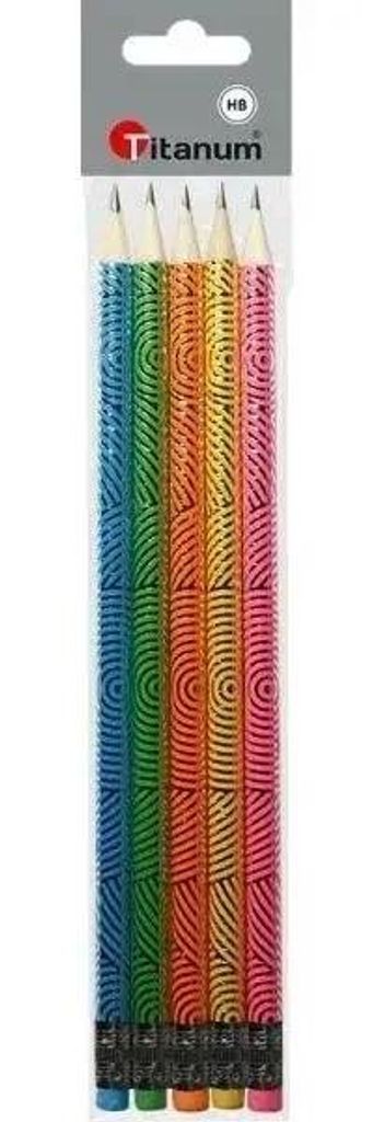 Bleistifte mit Radiergummi, 5 Stück – Titanum