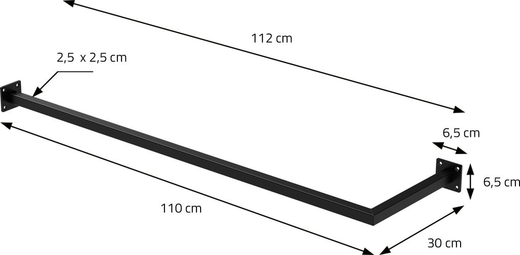 ML-Design rohový věšák na zeď, 30x110 cm, černý, z oceli, Obrázek produktu 7