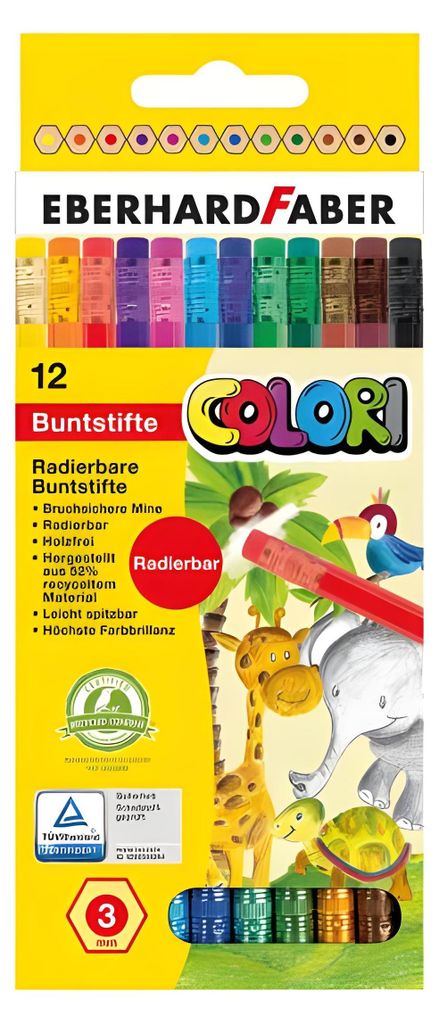Matite colorate cancellabili confezione da 12 pezzi Immagine del prodotto 