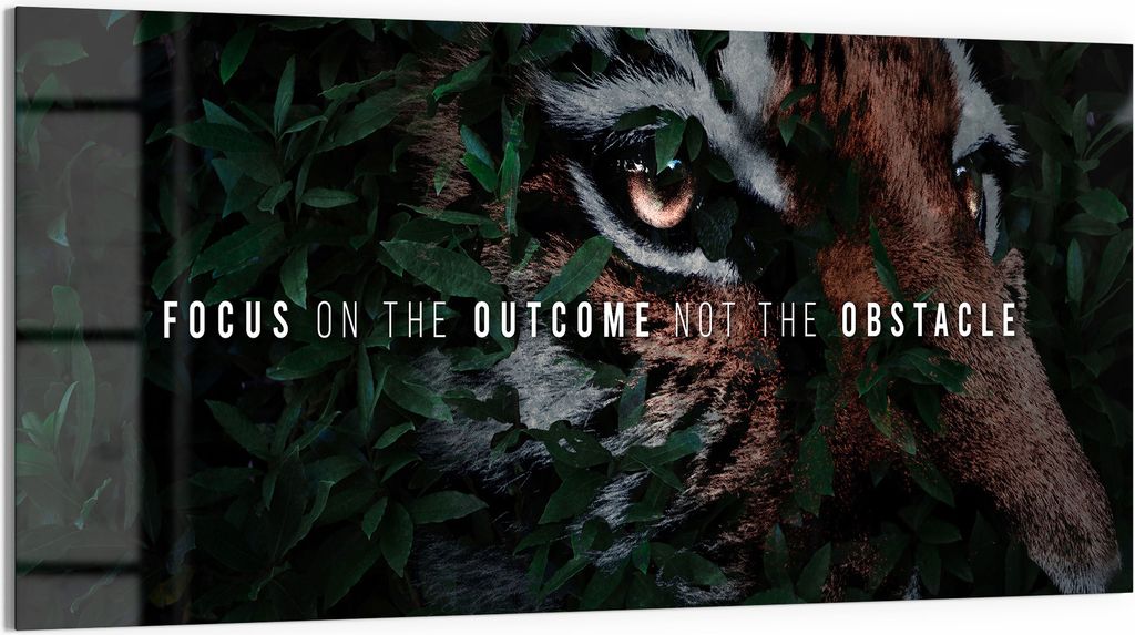 DEQOART Glasbild Echtglas 100x50 cm 'Grüner Tigerblick' Wandbild Bild modern Deko