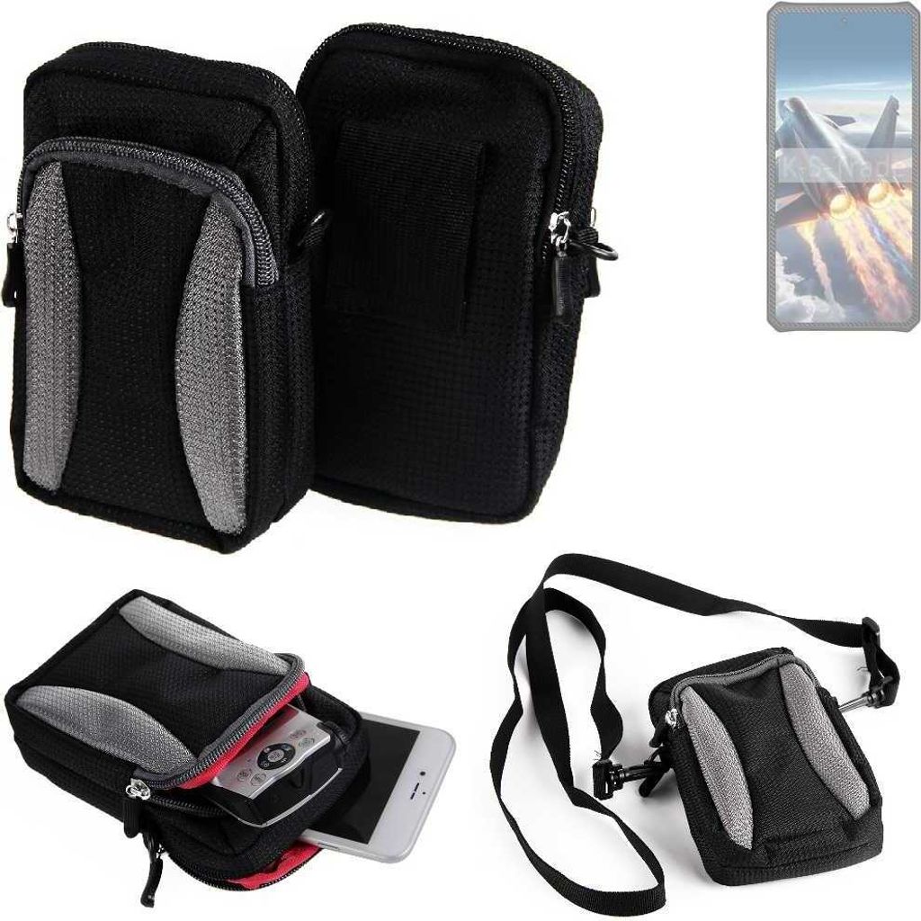 K-S-Trade Holster Schutz Hülle kompatibel mit iiiF150 Air2 Ultra Handy Hülle Gürteltasche Umhängetasche mit Zusatzfach schwarz