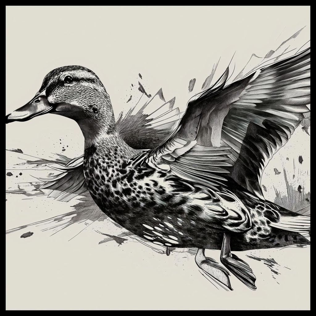 Plakat 80x80cm Anmutige Enten im Flug