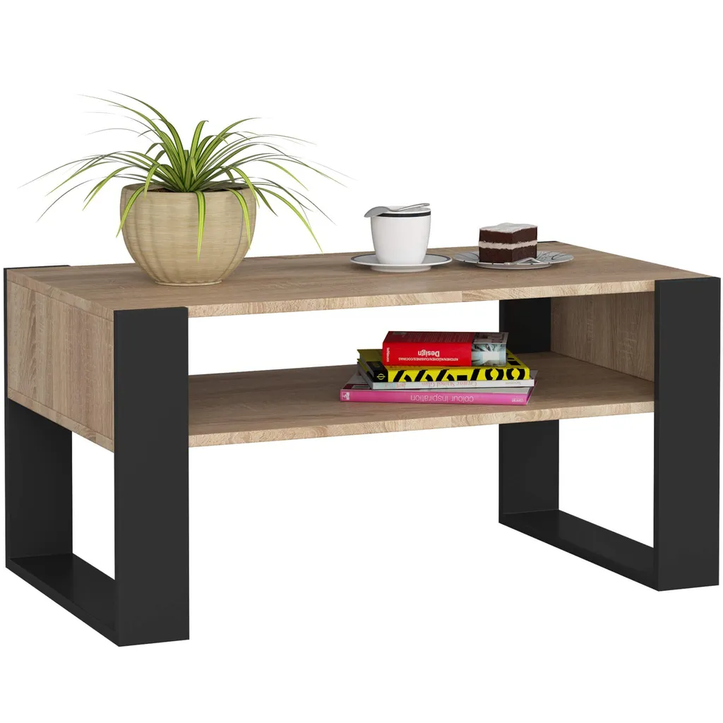 Tavolino Salotto AKORD DOMI 92x53x45 cm - Rovere Sonoma/Nero Loft