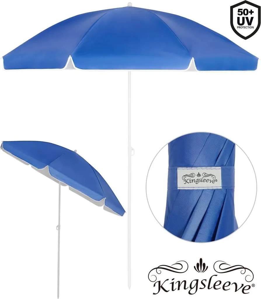 Parasol de plage bleu 180 cm - Protection UV et inclinaison réglable