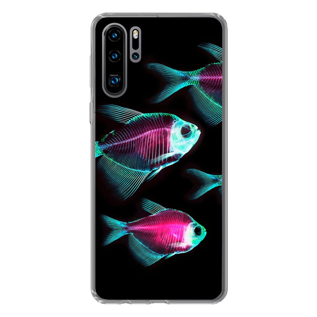 MuchoWow Handyhülle Schutzhülle Hülle für Huawei P30 Pro Fisch - Lila - Blau Silikon Softcase Handy Hülle - Schutzdeckel