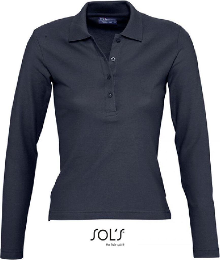 SOLs 11317 | Damen Longsleeve Poloshirt Podium / Vier Knöpfe - Farbe: Navy - Größe: M
