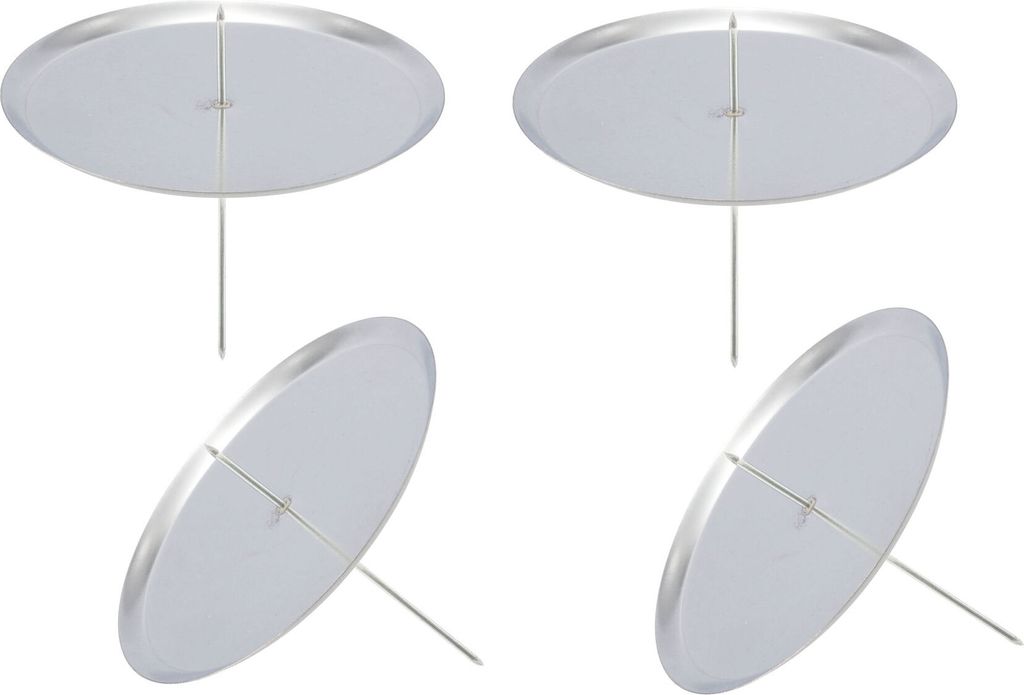 Kerzenpick mit Dorn im 4er Pack - 7 cm / silber