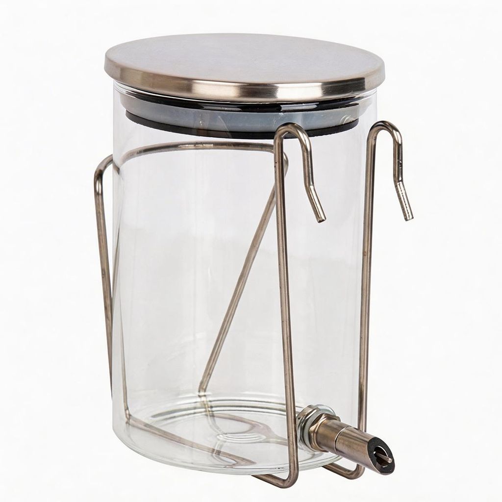 Kleintier Trinkflasche 600ml Glas Edelstahl auslaufsicher mit Halterung für Kaninchen Hamster Käfig Zubehör