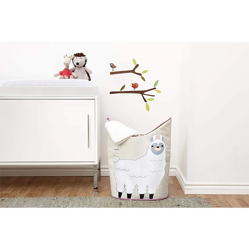 Panier à linge Lama pliable 3 Sprouts - Toile de coton robuste 48cm - 7