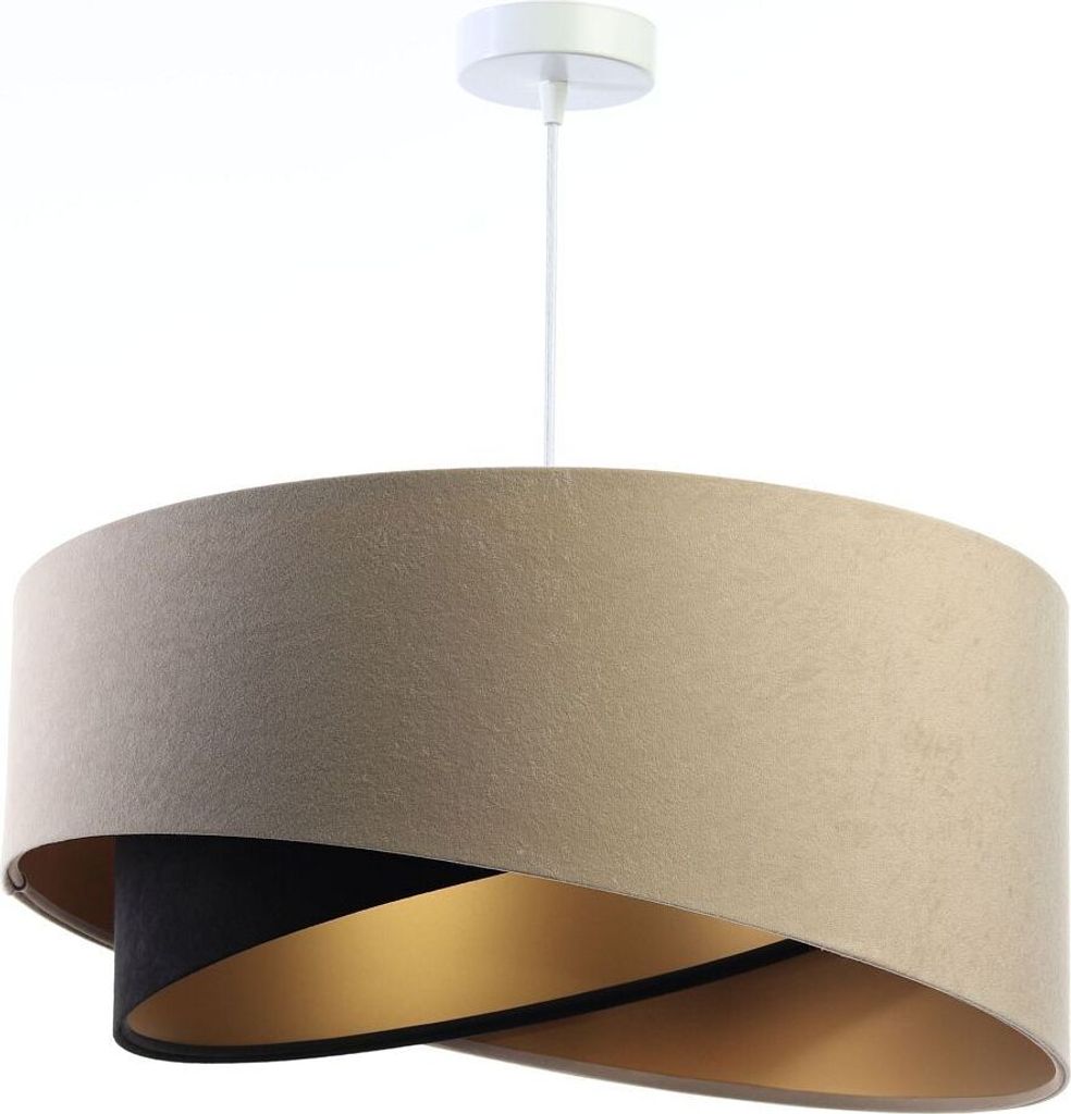 Pendelleuchte Stoff E27 Ø 50 cm H: max. 102 cm in Weiß Beige Schwarz Gold rund Modern Hängelampe