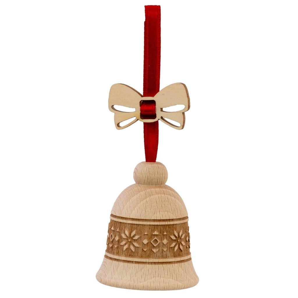 Glocke mit Schleife, Buche, 5 cm, Motiv:Nordic Style