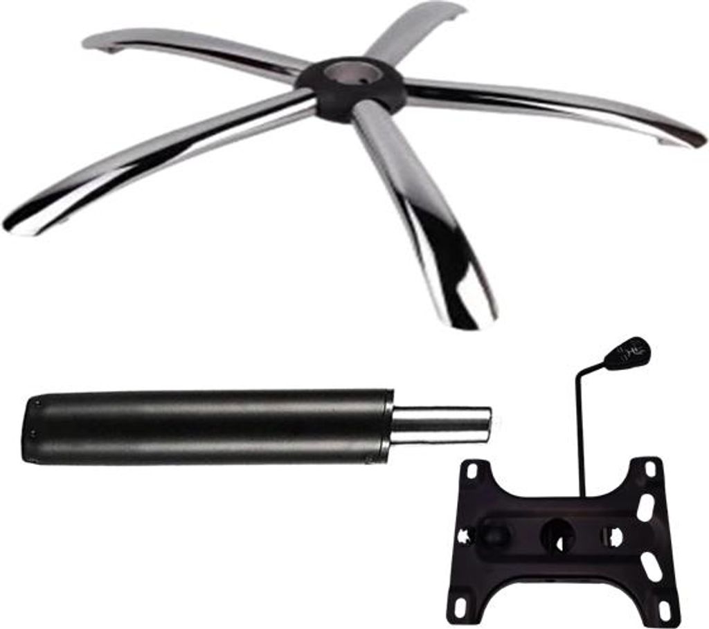 Set aus Metall-Balanceplatte 26 x 15 cm, Basis 60 cm und Kolbenzylinder, Gas, für Bürostühle, schwarz, 35 cm