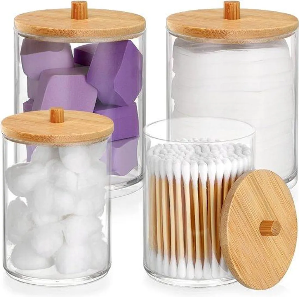 Boîte de rangement cosmétique bambou antibactérien et acrylique clair
