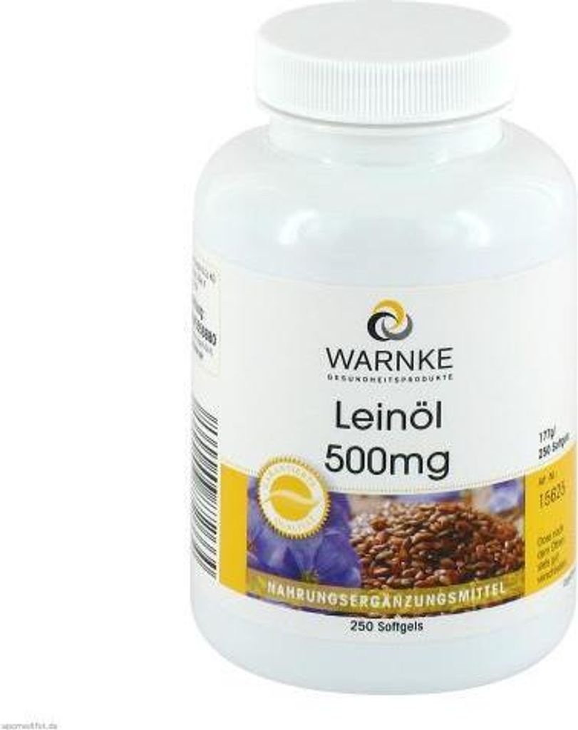 WARNKE Leinöl 500 mg Softgels, 250 St. Kapseln