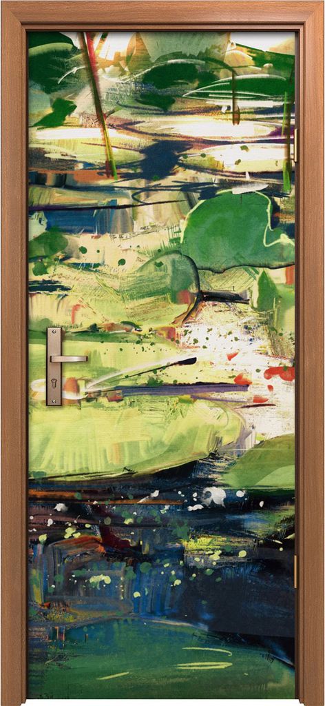 Türposter 80x200 cm Türaufkleber Türtapete Türfolie Klebefolie Malerei Wasser Lotus bunte