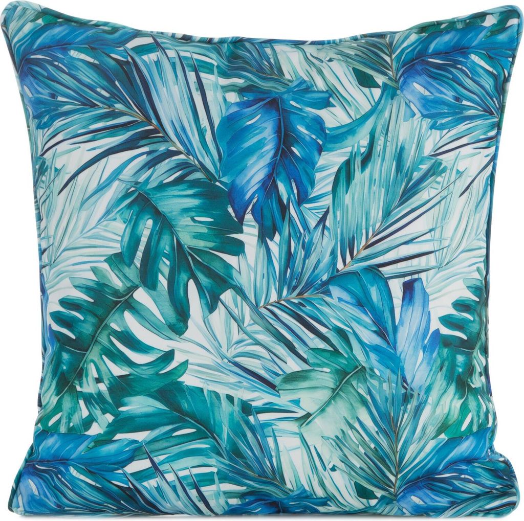 EUROFIRANY | Kissenbezug - 45 x 45 cm - Dekokissenhülle mit blauen Blättern - Garten