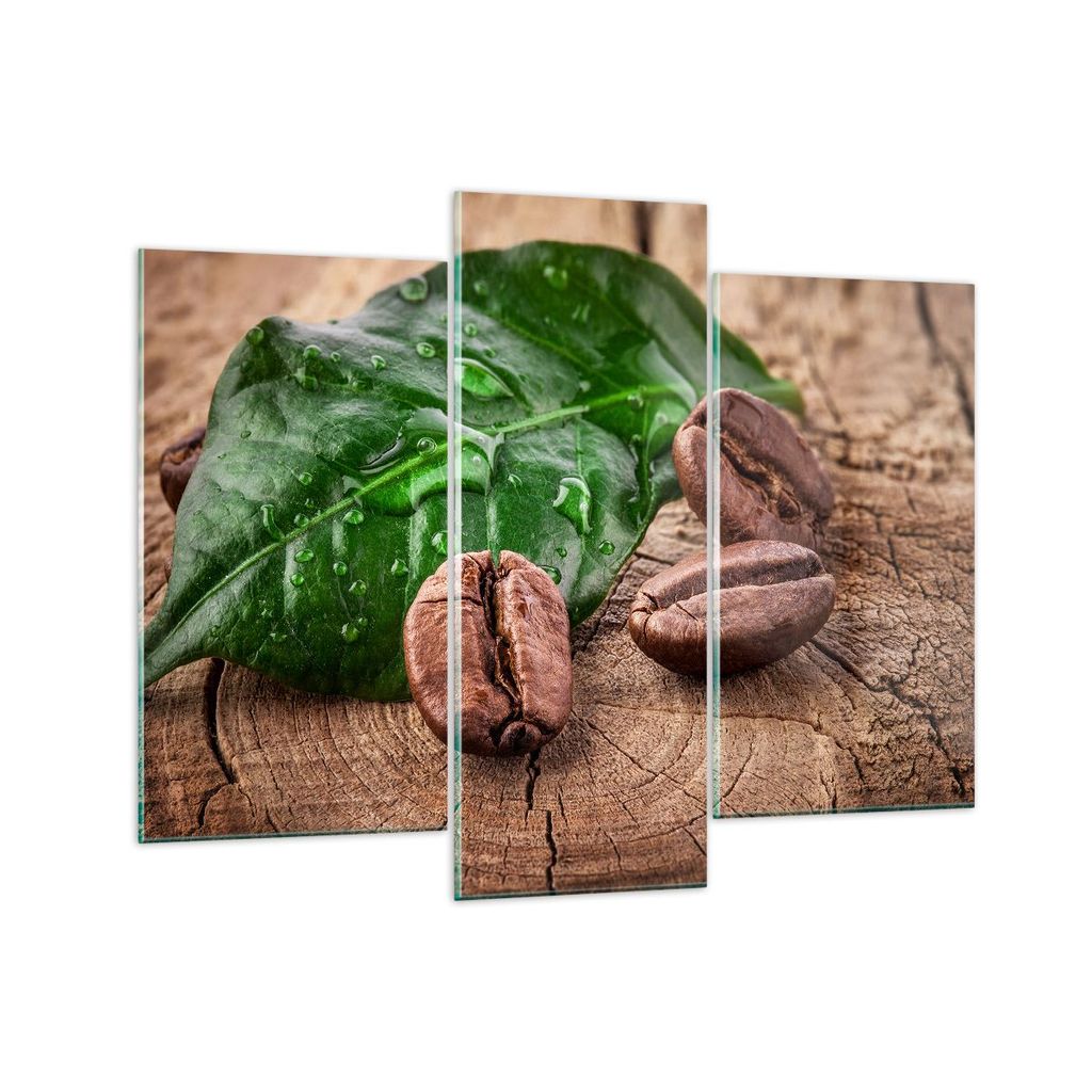 Bilder auf glas - Aroma Kaffee Pflanze Samen - 130x100cm - Glasbilder - Wandbilder - Kunstdruck - zum Aufhängen bereit - Wanddekoration aus Glas -...