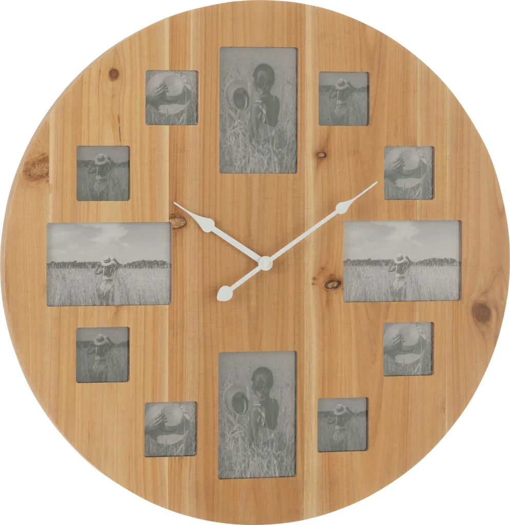 Horloge murale J-Line Mdf Naturel silencieuse pour une déco sans bruit
