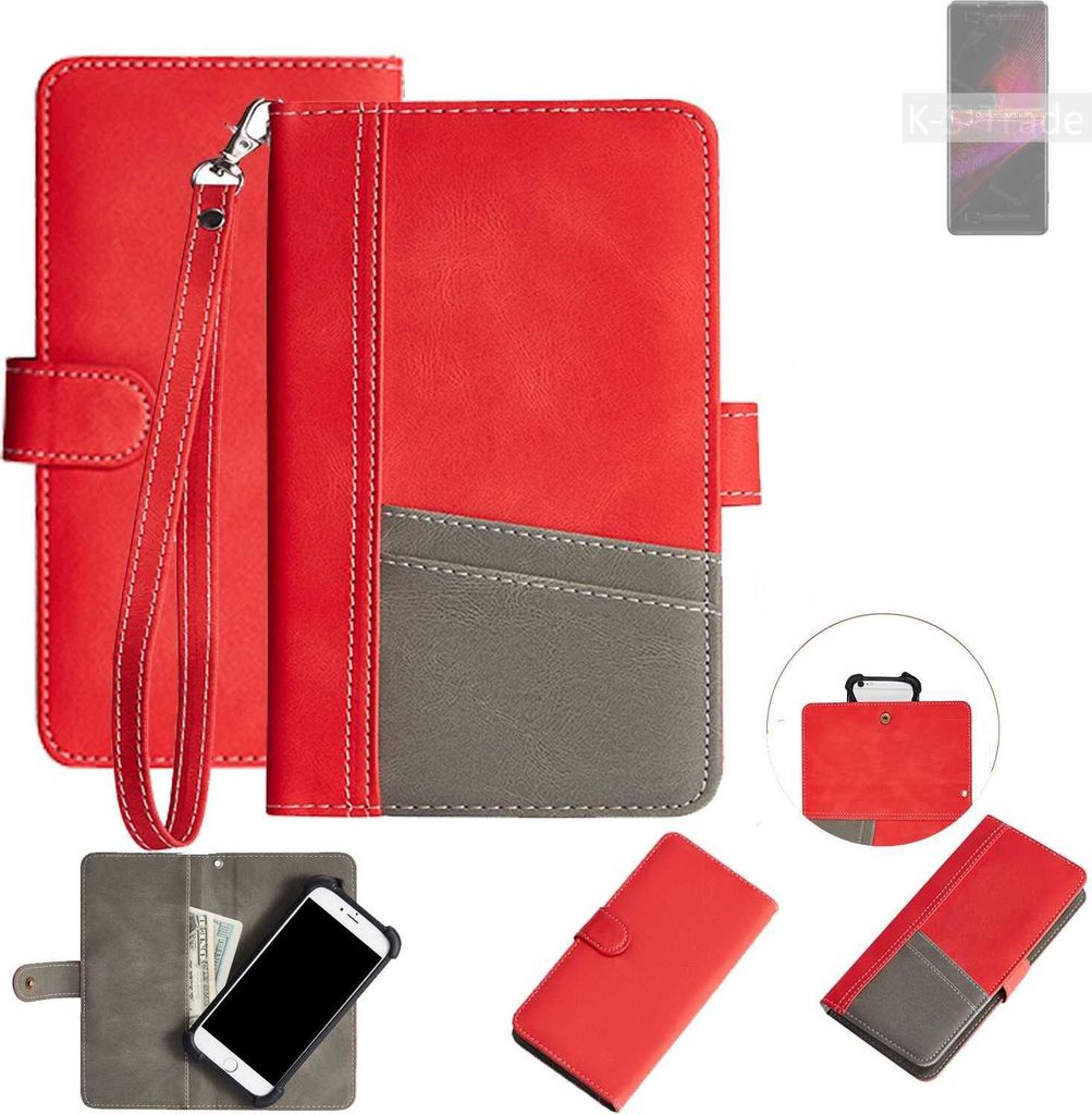 K-S-Trade Handy Schutzhülle für Sony Xperia 1 III Hülle Portemonnee Brieftasche Klapphülle Kartenfächer Flip Wallet Case Etui