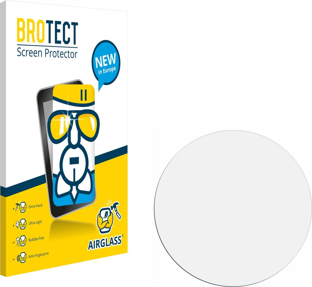 BROTECT Schutzglas für Kreisrunde Displays (ø: 23 mm) Schutzfolie Panzer Folie Glas Display Schutz klar