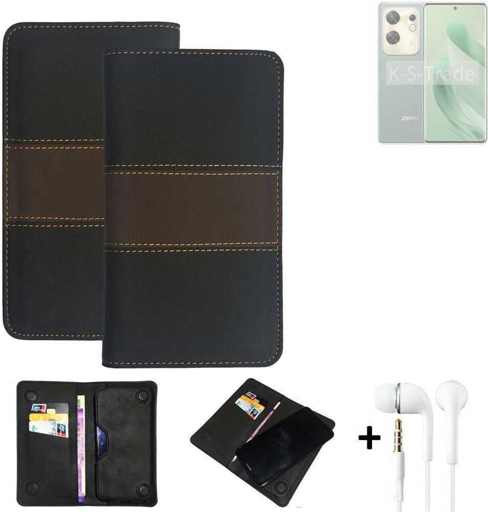 K-S-Trade Handyhülle + Kopfhörer kompatibel mit Infinix Zero 30 4G Schutzhülle Walletcase Bookstyle Tasche Schutz Case Hülle Wallet Cover