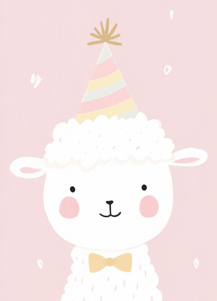 Plakat 13x18cm Muster für Kinder, Mädchen und Jungen - Schaf