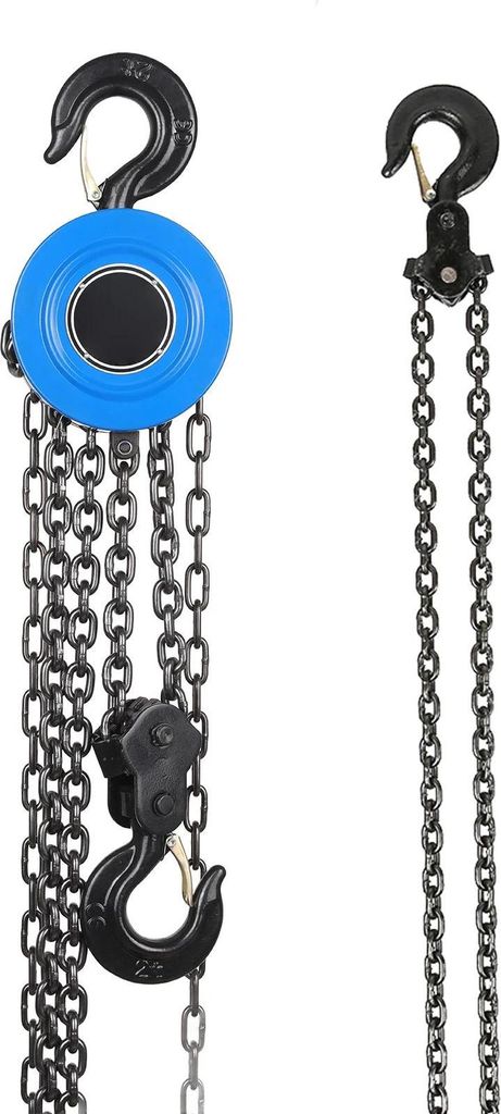 Kettenzug - Handkettenzug - 2 t Tragkraft - 6 mm Kette - Mit Haken - Manuell - Blau
