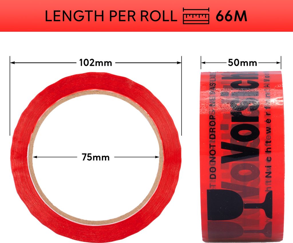 72 Rollen Paketklebeband Standard PP Vorsicht Glas 50 mm x Produktbild 4