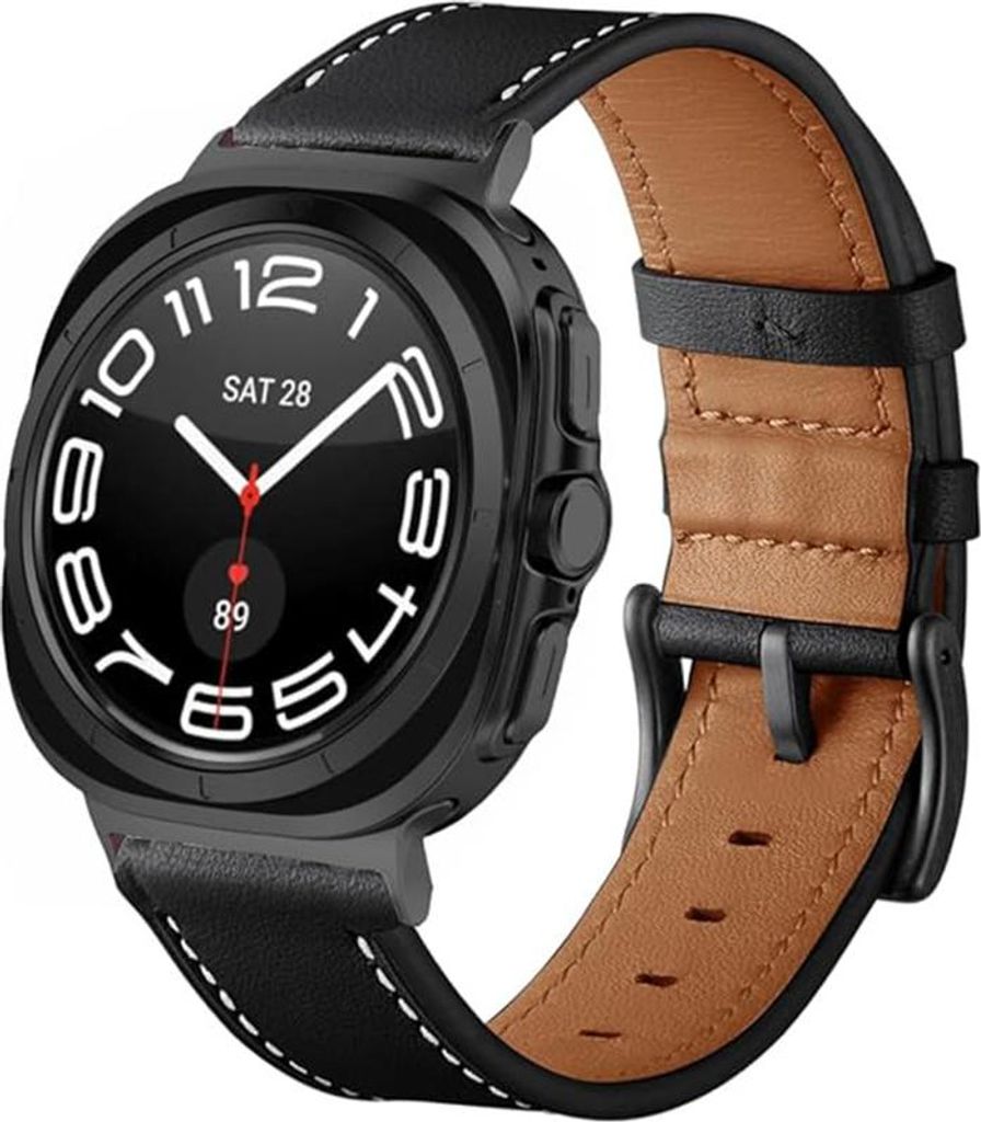 Strap-it Lederarmband mit Schnallenverschluss - passend für Samsung Galaxy Watch Ultra / Ultra 2025 (schwarz)