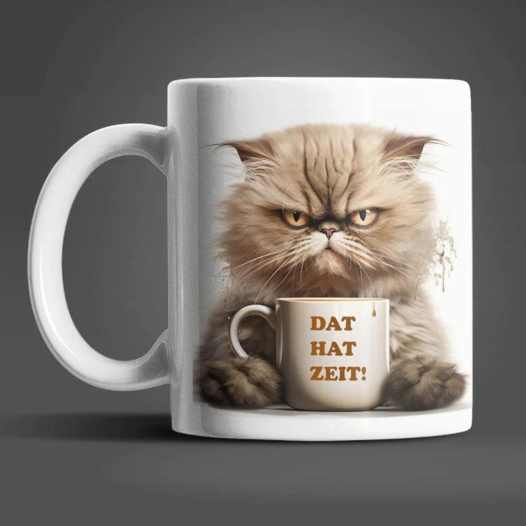 Katze DAT HAT ZEIT Kaffeetasse Teetasse Tasse Geschenkidee 330 ml