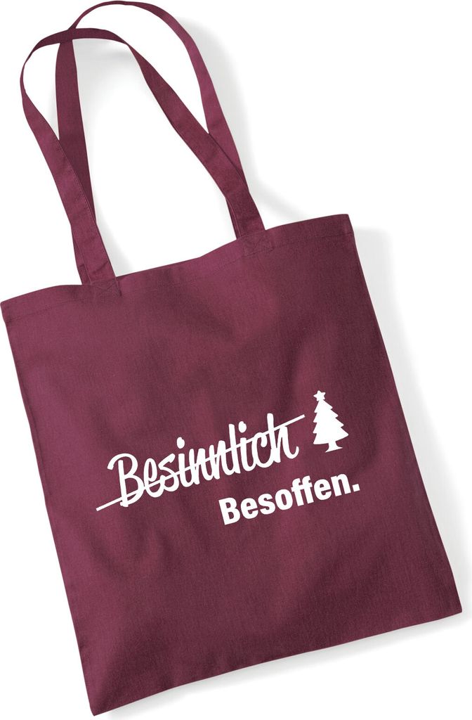 Huuraa Jutebeutel Besinnlich Besoffen Tannenbaum 10 Liter Burgundy Baumwolle Tasche Geschenkidee
