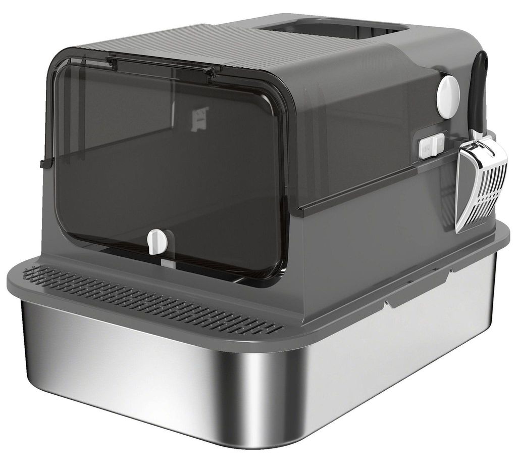 XXL Edelstahl-Katzentoilette mit Deckel, 72 l, inklusive Produktbild 
