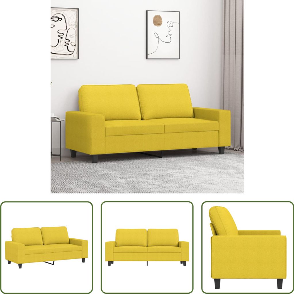 The Living Store 2-Sitzer-Sofa Hellgelb 140 cm Stoff
