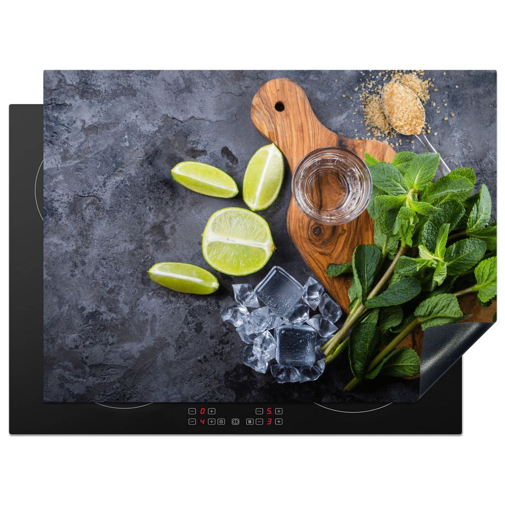 KitchenYeah Herdabdeckplatte Schneidebrett - Obst - Induktionsschutz - Getränk , 70x52cm, Küche Deko, Glaskeramikkochfeld Herdabdeckung, Abdeck...