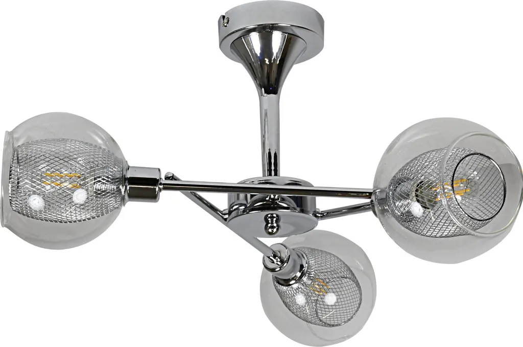 Plafonnier Chrome 3 Lumières E14 OZZO avec Finition Incolore Luxueuse