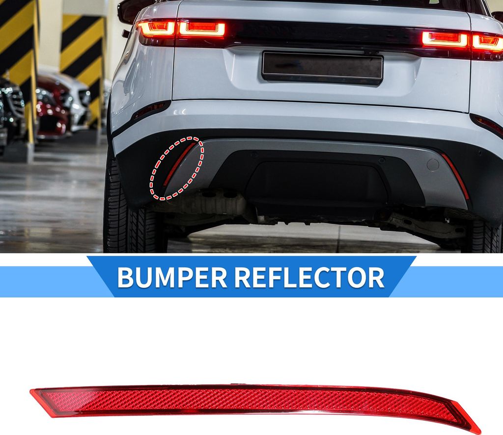 Stoßstangenreflektor kompatibel für Land Rover Range Rover Velar 2018-2023, strapazierfähiges rotes Kunststoff-Rücklicht für die linke hintere...