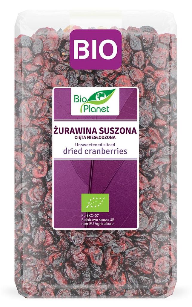 ŻURAWINA SUSZONA CIĘTA NIESŁODZONA BIO 1 kg - BIO PLANET