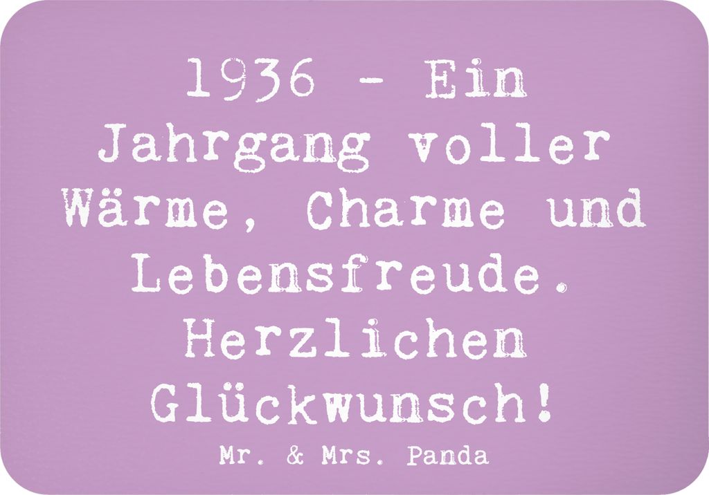 Mr. & Mrs. Panda magnet Spruch 1936 Geburtstag - Lavendeltraum - Geschenk, haftmagnet, Glückwunsch, Geburtstagsgeschenk, Lebensfreude, Feier, Küh...