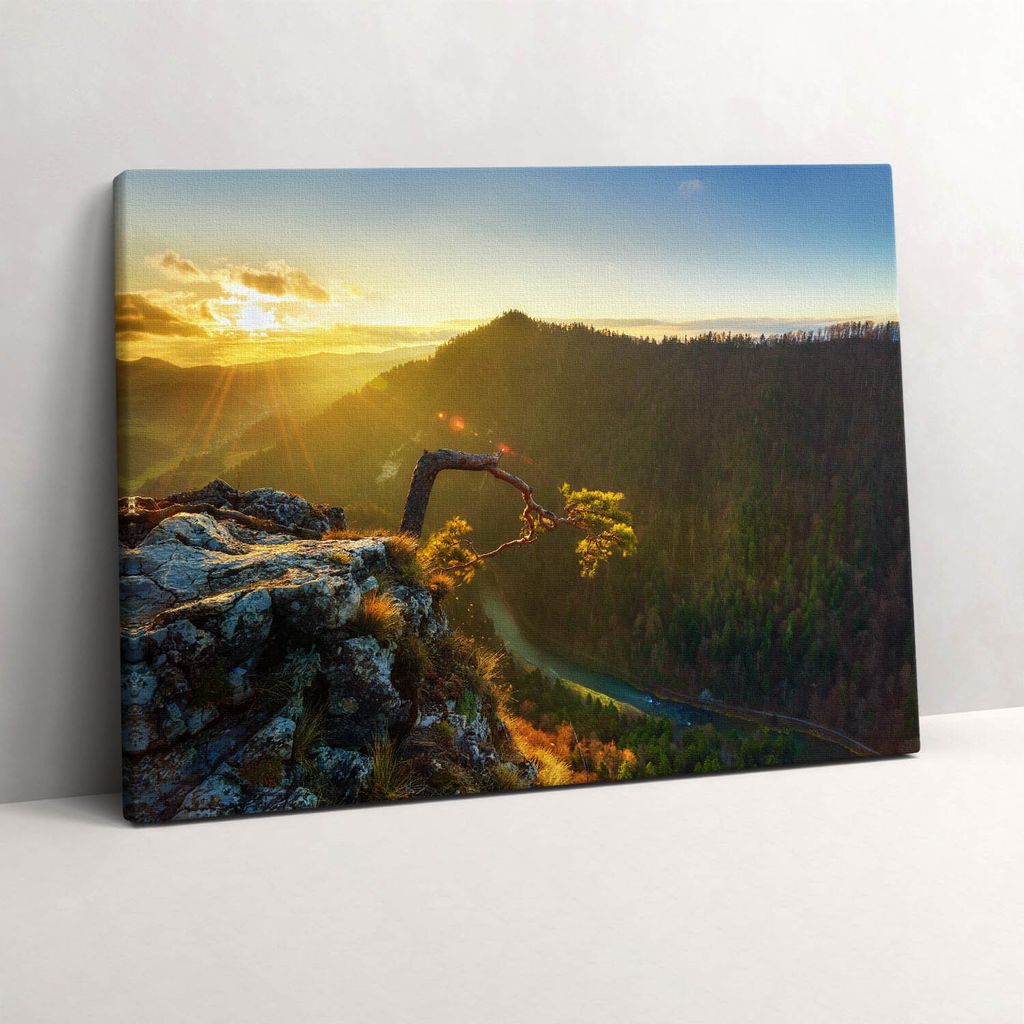 Sonnenuntergang über den Bergen – Leinwandbild Wandbild – 80x60 cm – Leinwandbilder – Wandbilder – Schlafzimmer – Flur
