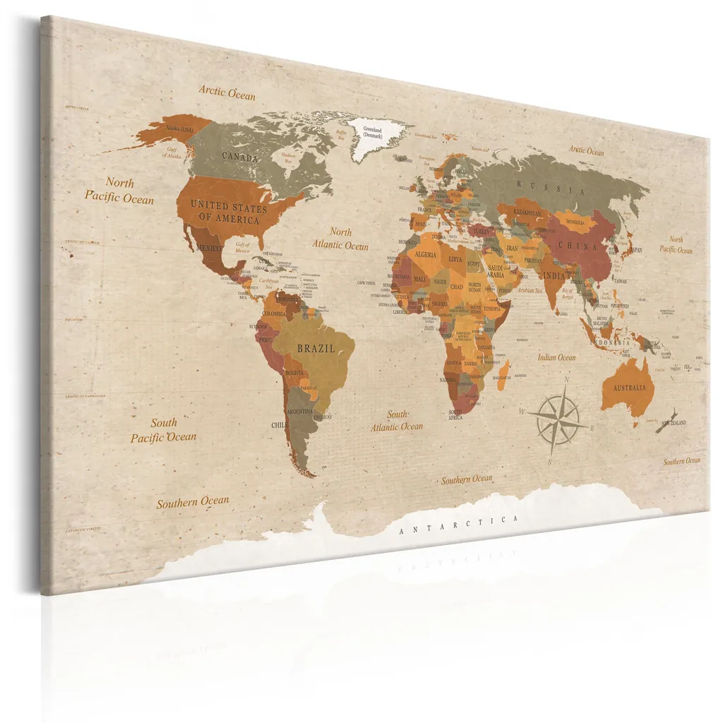 Offerta Quadro Mappa Mondo Beige 90x60 k-C-0048-b-e TNT Alta Resa - 2