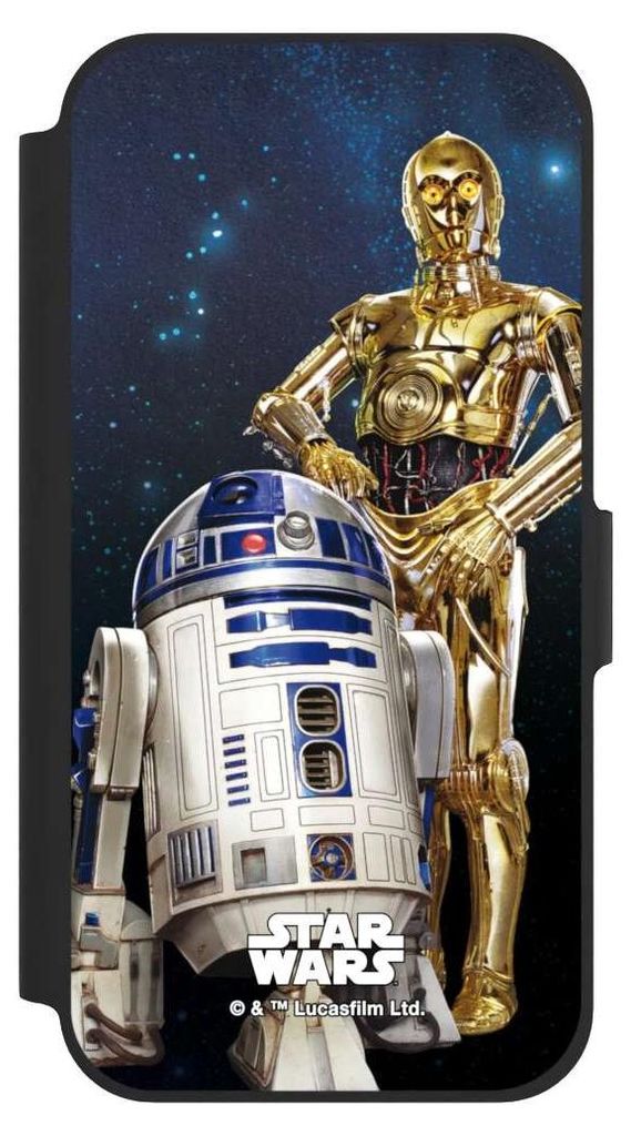 NIVOCASE Klapphülle für Apple iPhone 12 Handyhülle aus Kunst Leder NIVOflip schwarz Star Wars Weltall R2D2