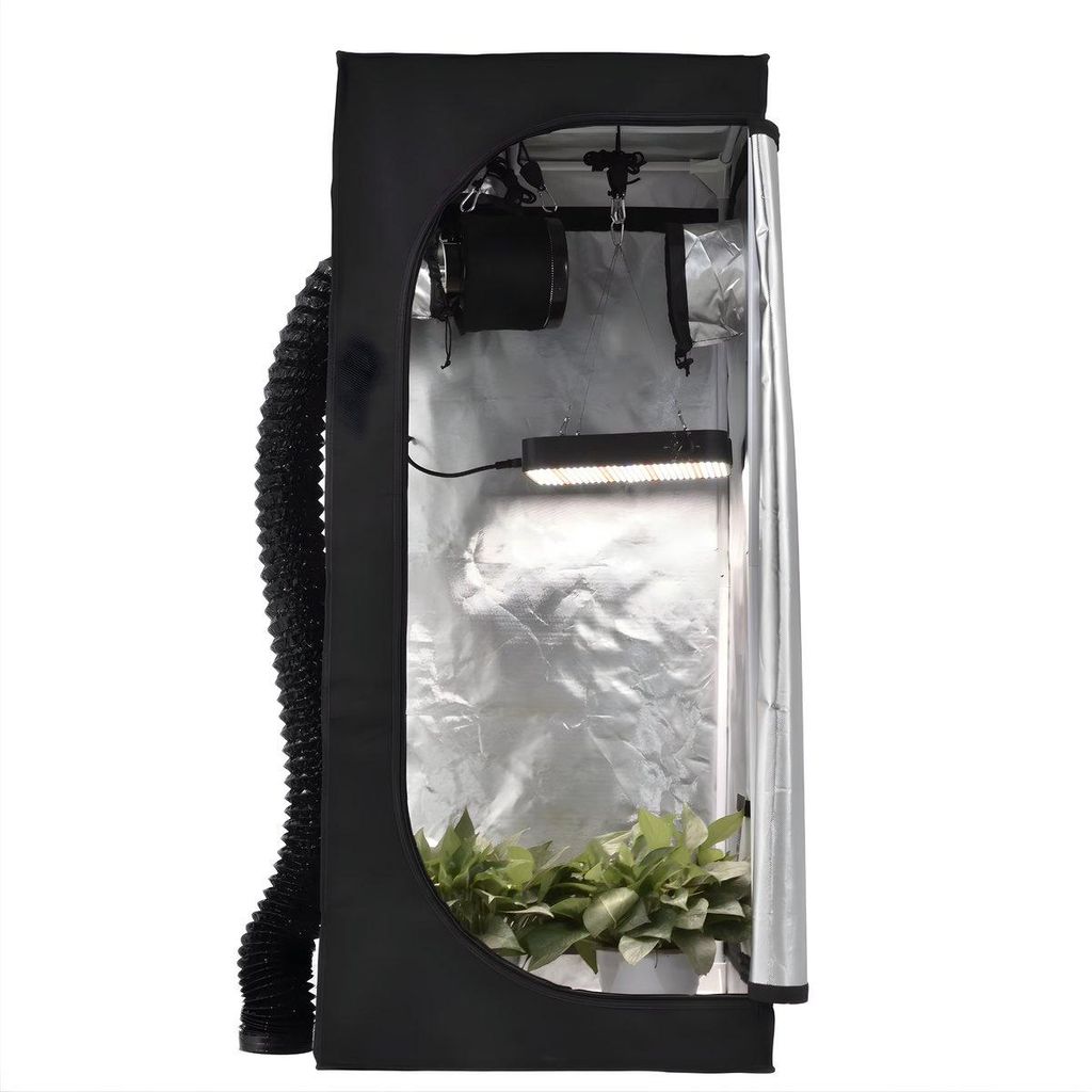 Komplettes Grow Tent Set 60x60x140 cm – Indoor Anzuchtzelt mit 100W Full Spectrum LED, Abluftventilator & Aktivkohlefilter – Komplettsystem fü...