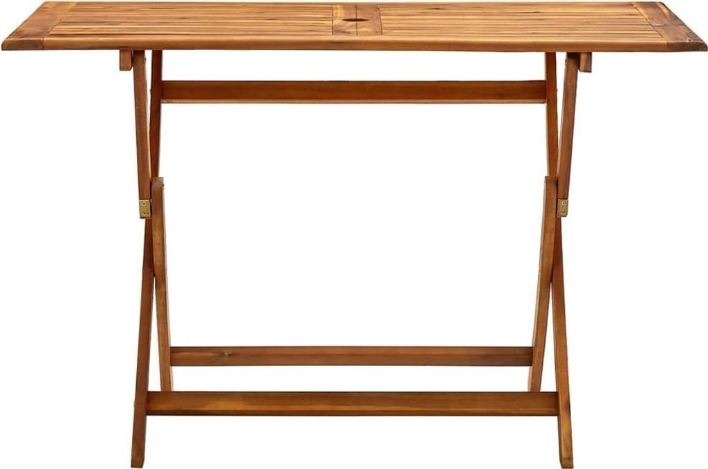 A wooden folding garden table.
