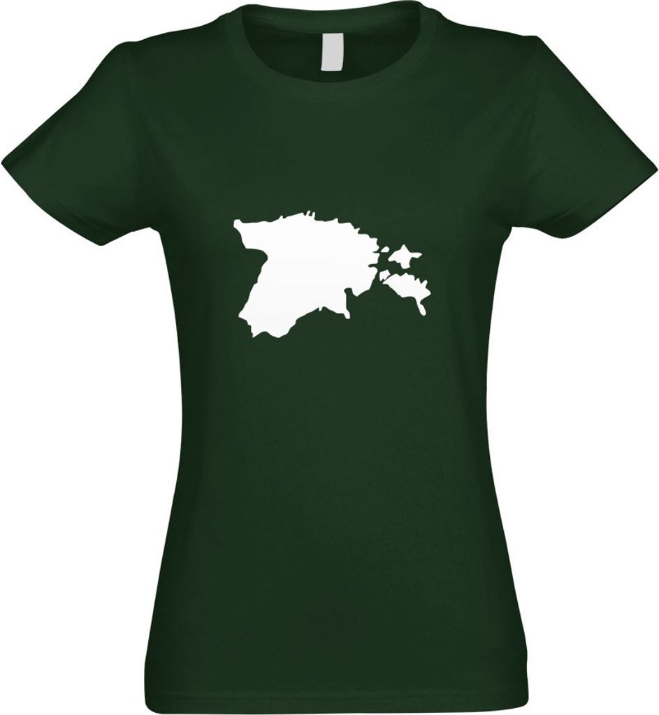 Kiwistar - T-Shirt tailliert - Damen - flaschengrün - Estland Umriss Kontur - mit Motiv Bedruckt - Funshirt Design - Sport - Freizeit - Damen - M
