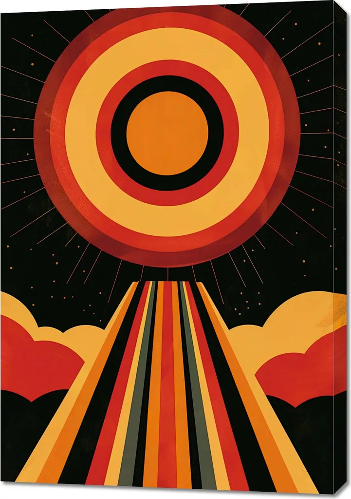 Décoration Murale 70x100 cm : Tableau Moderne Rayons de Vitalité
